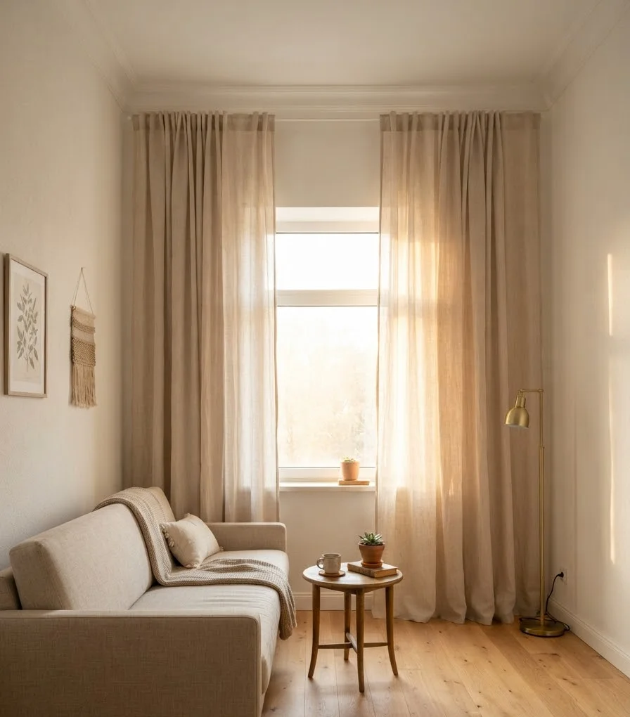 Hang curtains high and wide