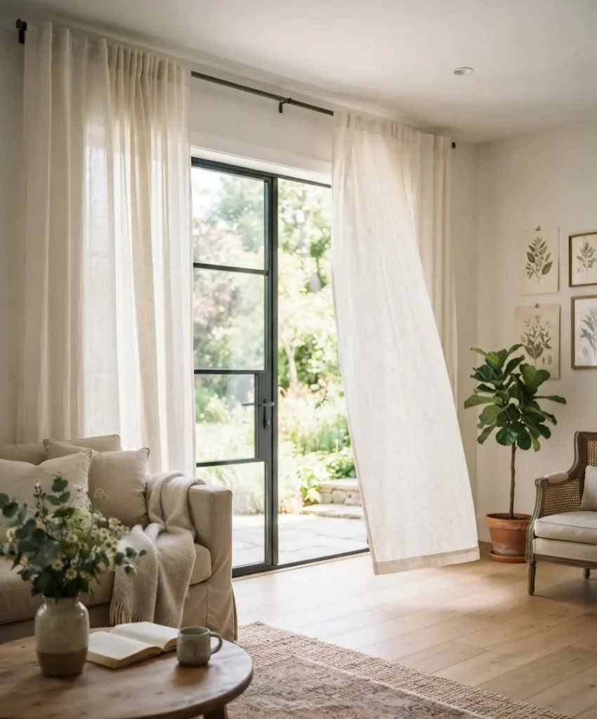 Hang linen curtains