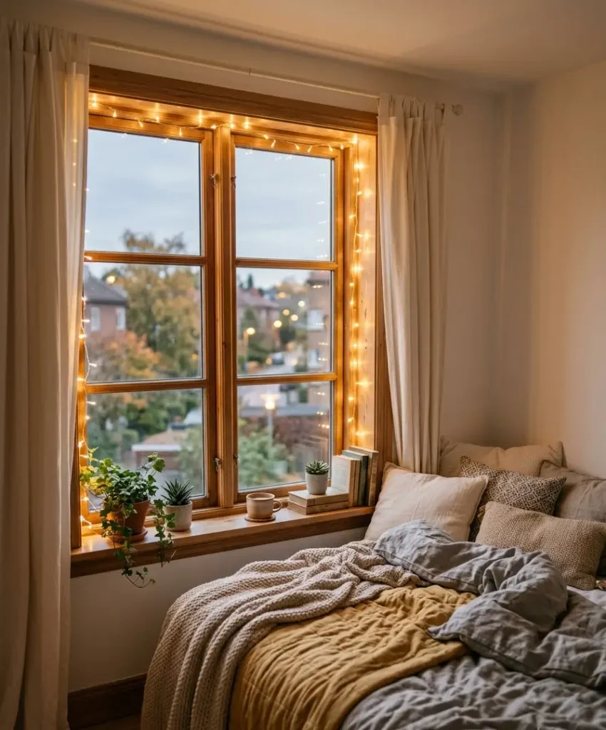 Hang string lights along