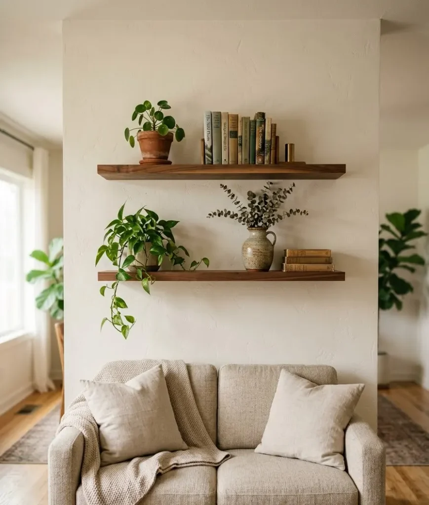 Install floating shelves