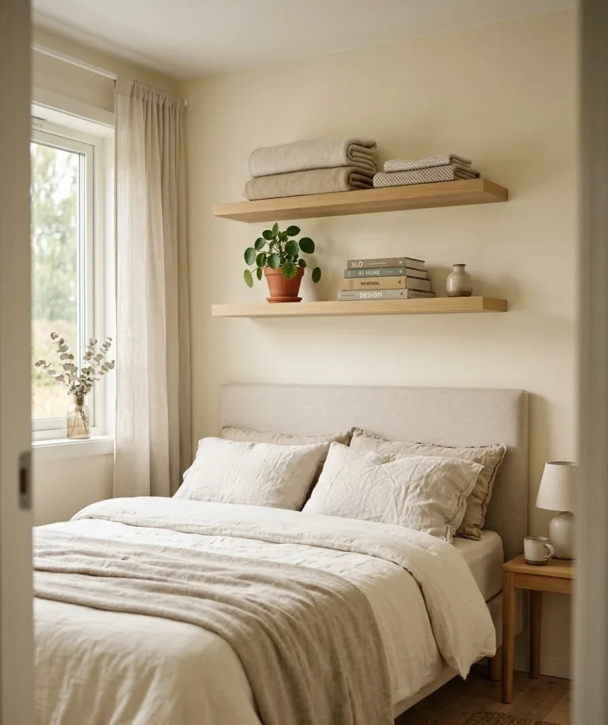 stall floating shelves above t