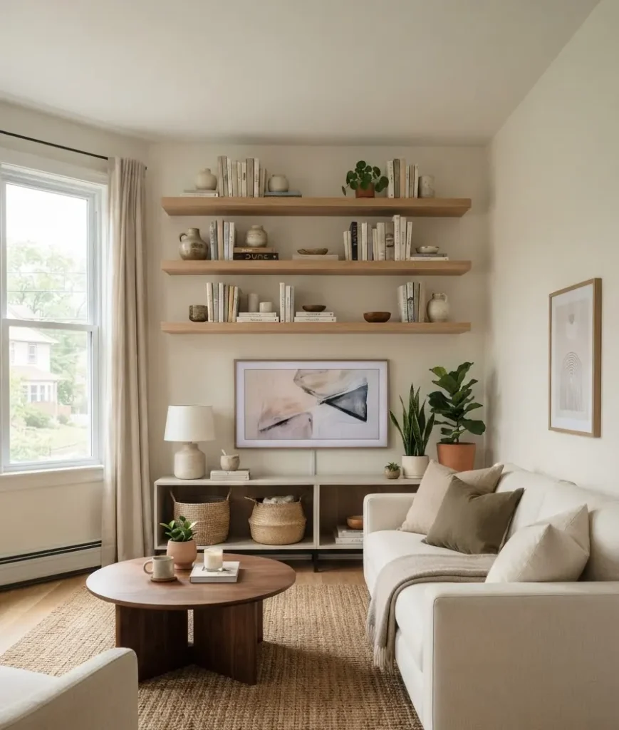 Install floating shelves