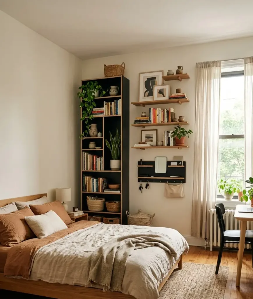 Install floating shelves above