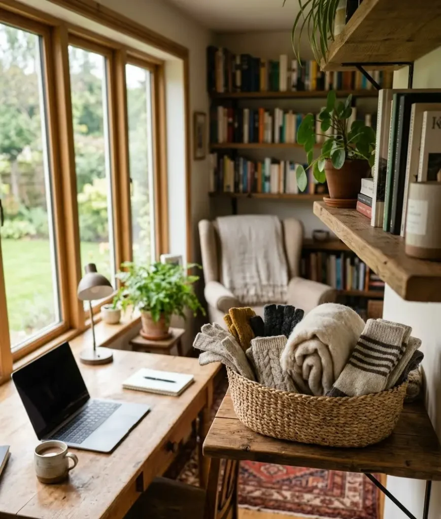 Keep a stash of cozy accessories nearby