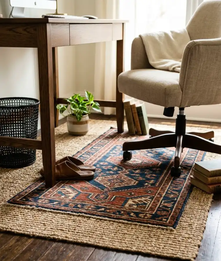 Layer a smaller accent rug