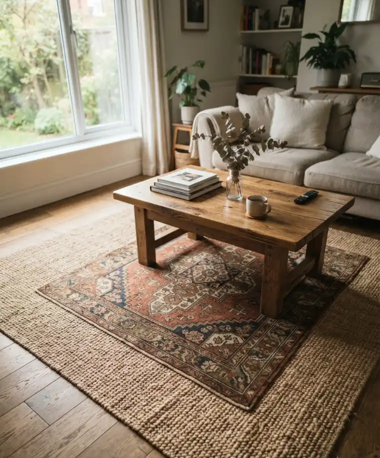 Layer rugs for depth