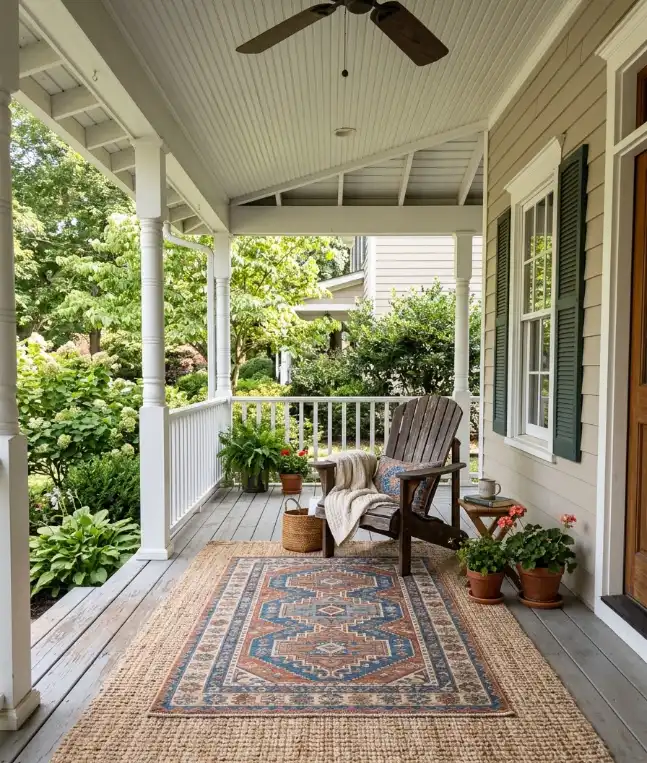 Layered rugs on