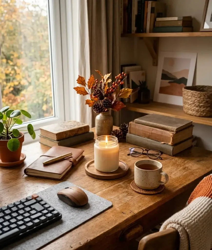 Light a soy candle in cinnamon