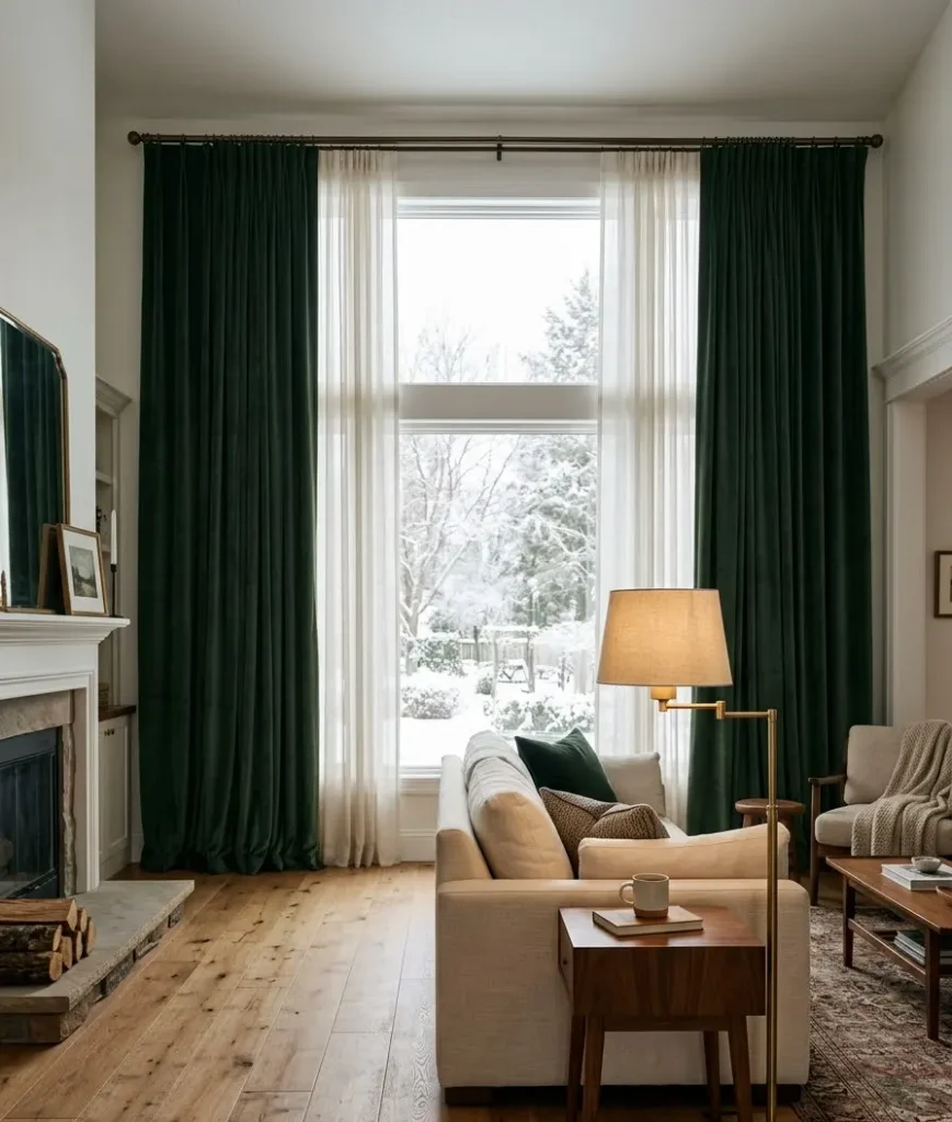 Lined velvet curtains