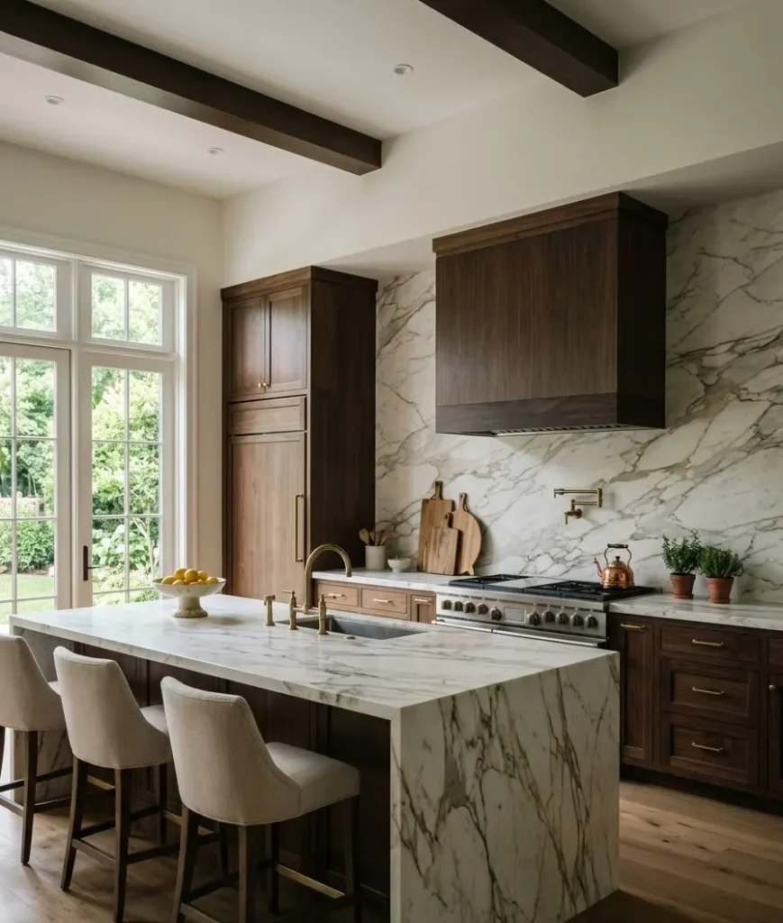 Marble slab backsplash