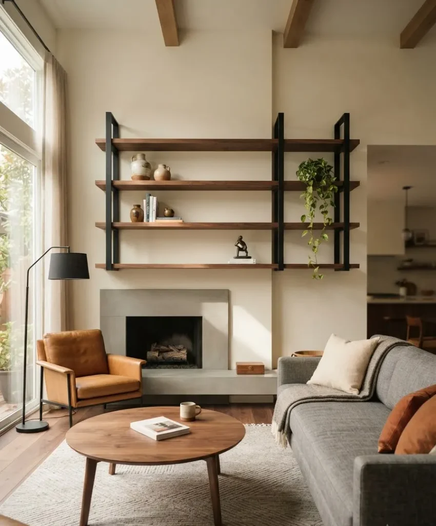 Mix wood tones with matte black