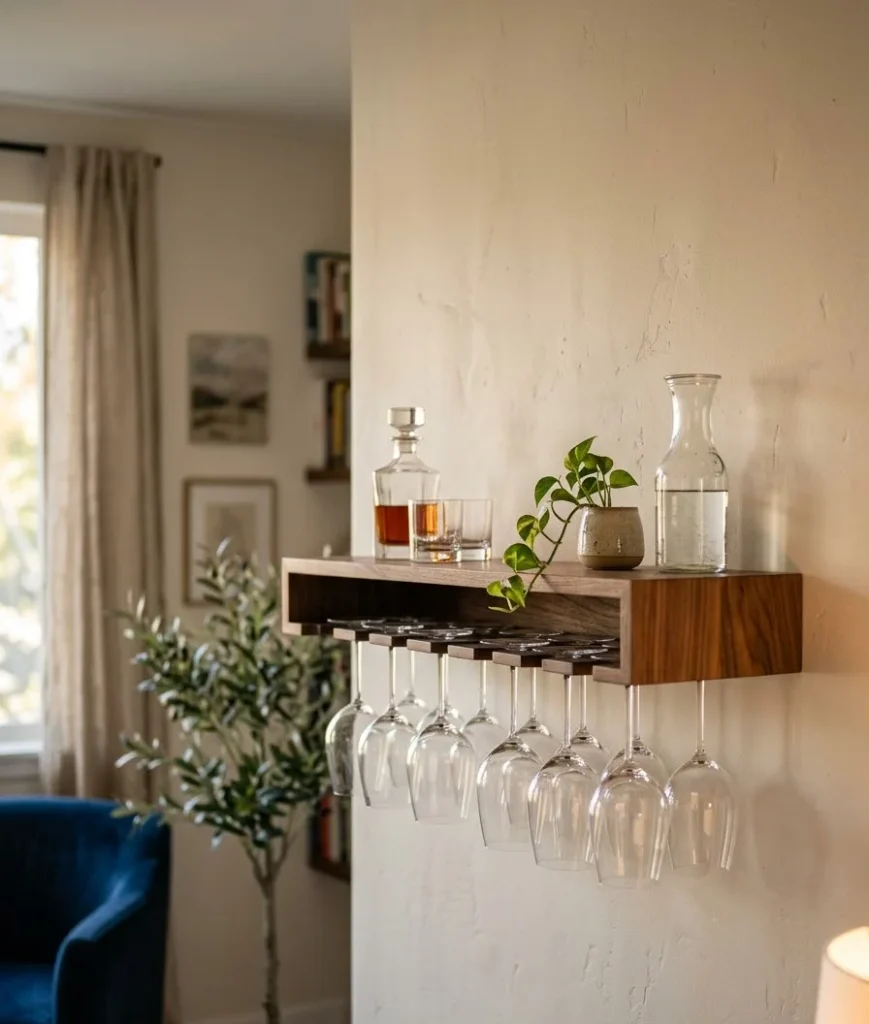 Mount a wall-hung bar cart instea