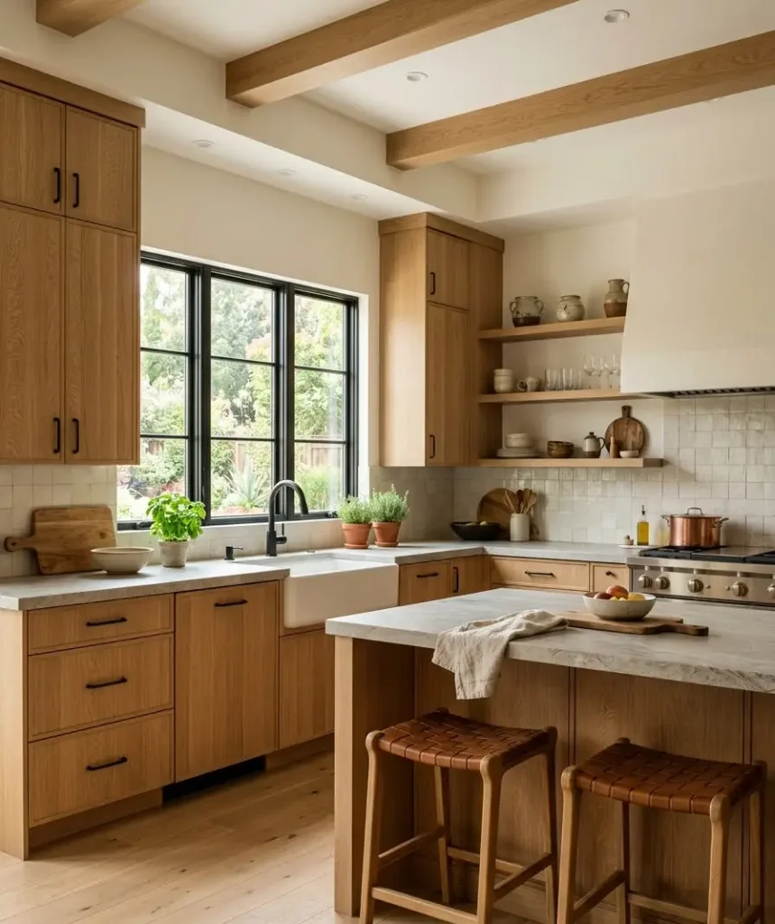 Natural wood cabinetry