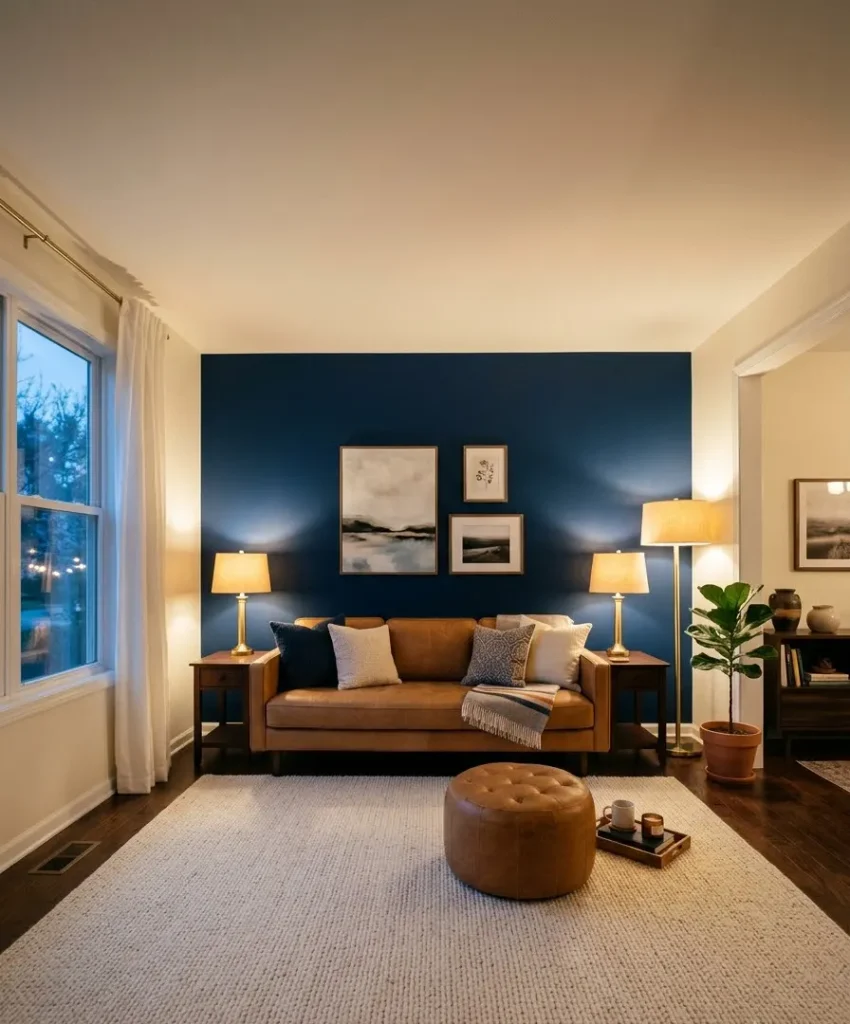 Navy accent wall