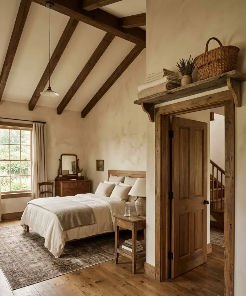 Open shelves above the door