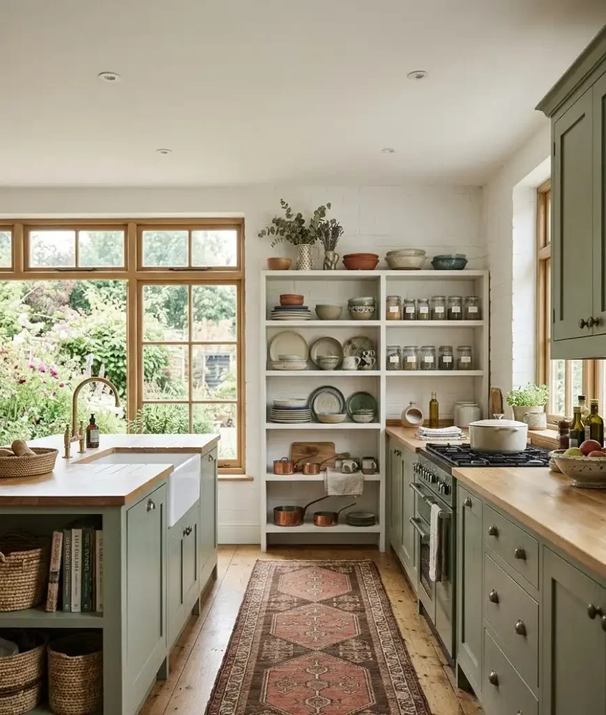 Open shelving with mismatched
