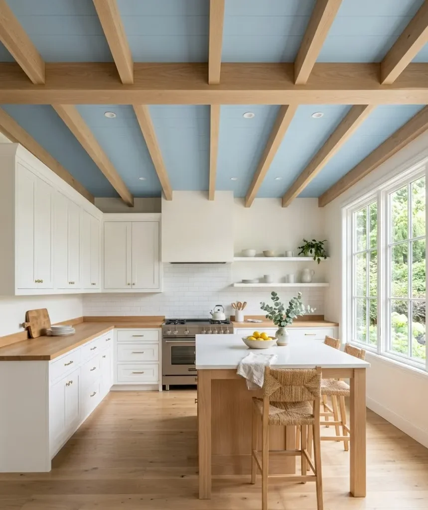 Powder blue ceiling