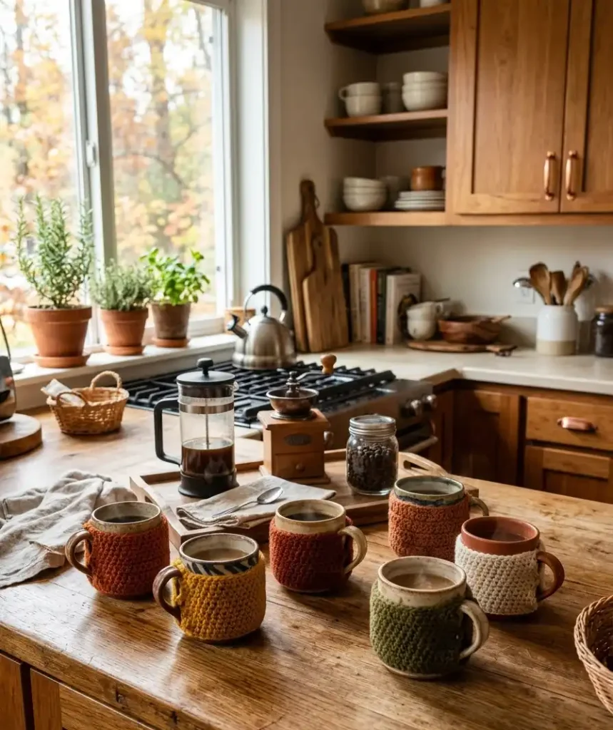 Pumpkin spice mug cozies