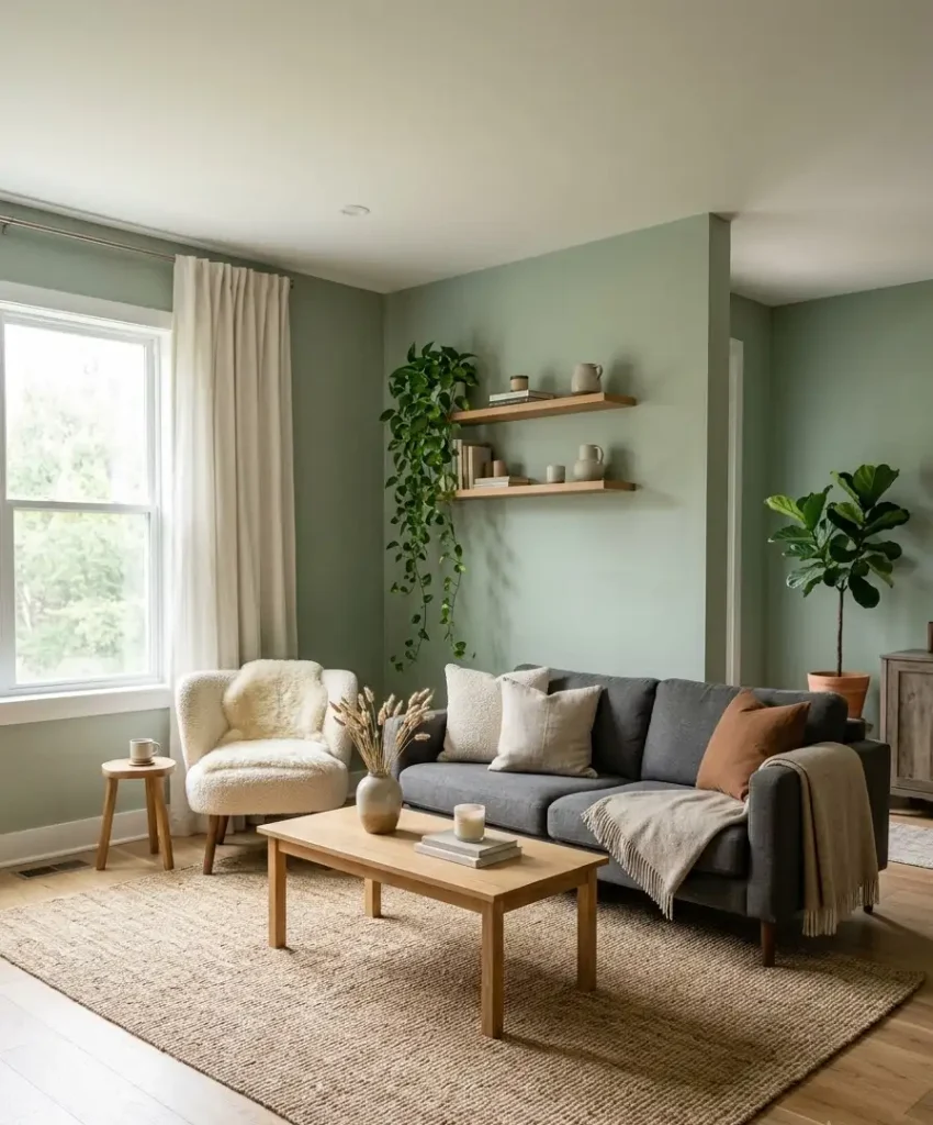 Sage green walls