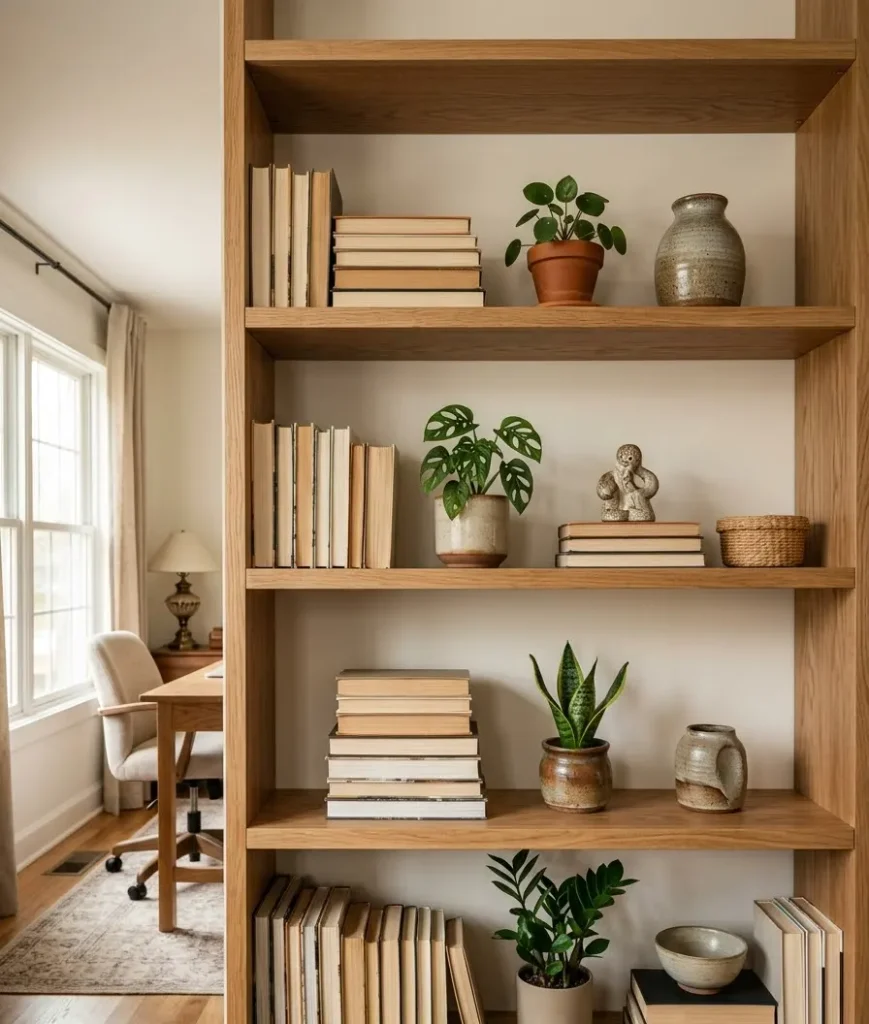 Style open shelves in odd