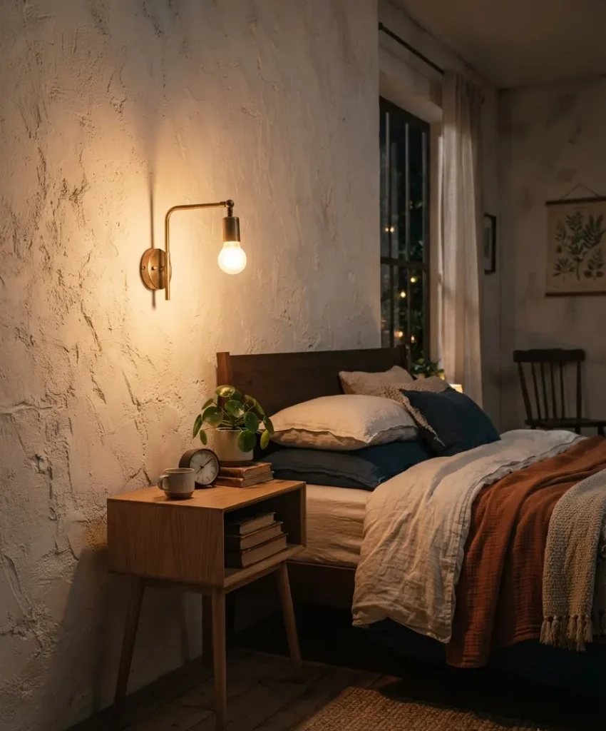 Swap nightstand lamps for wall sconces