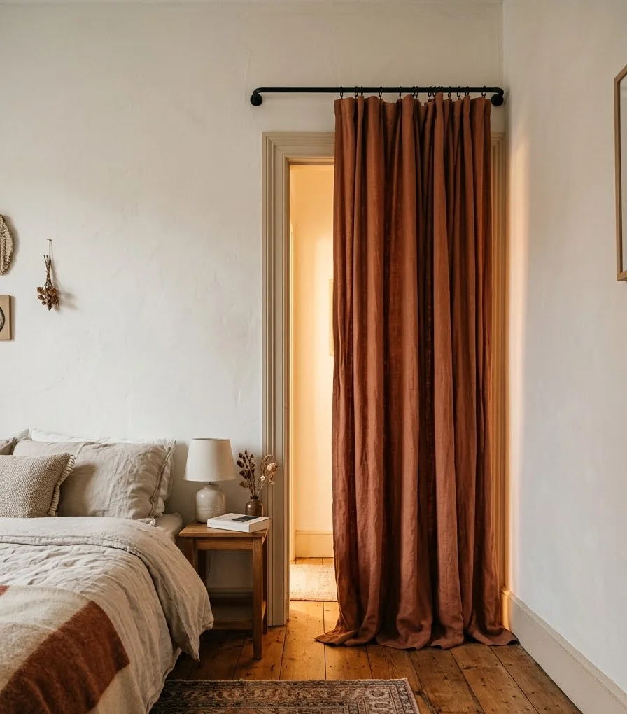 Swap the swinging door for a curtain