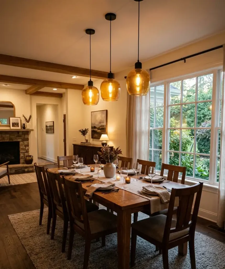 Switch to warm pendant lighting