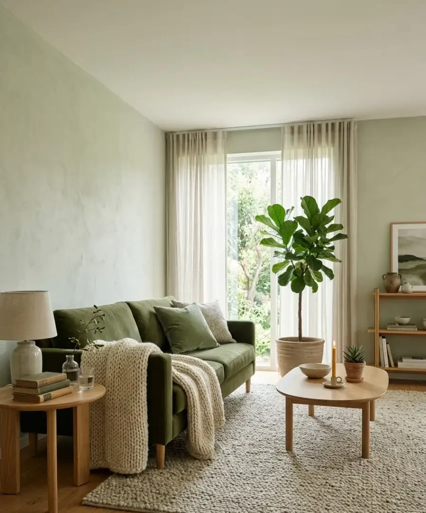 Tone-on-tone sage walls