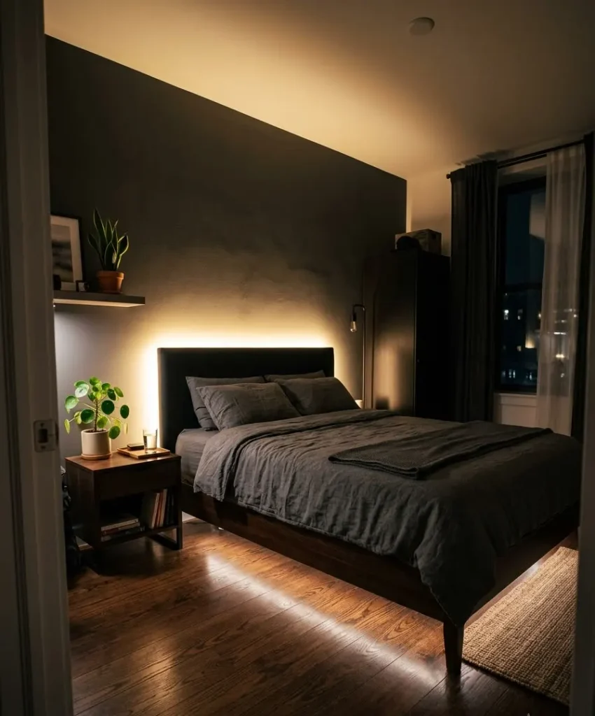 Tuck an LED strip behind the headboard