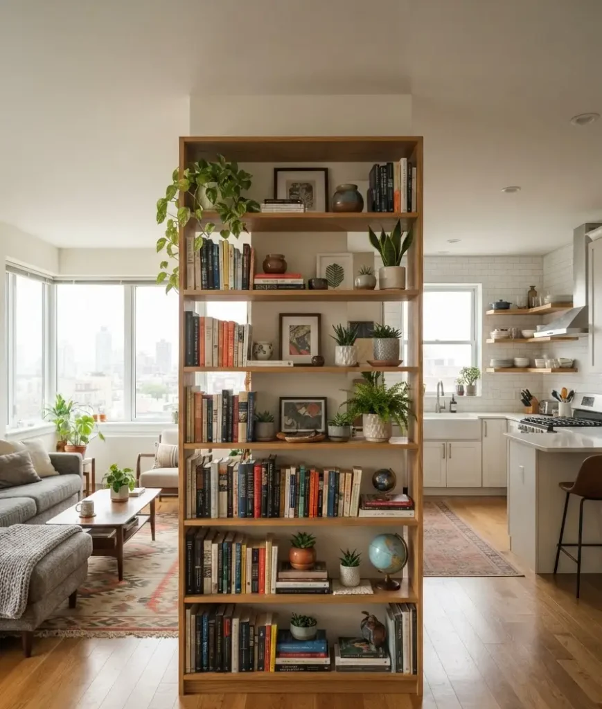 Turn a bookshelf into a room divider