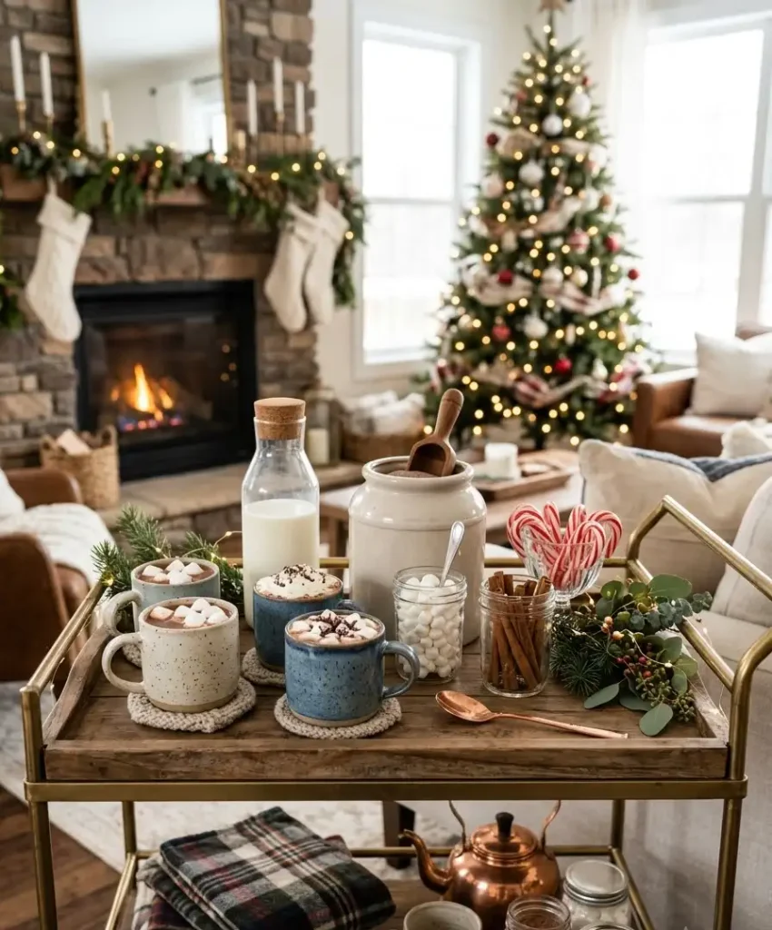 Use a bar cart as a hot cocoa or mulled wine