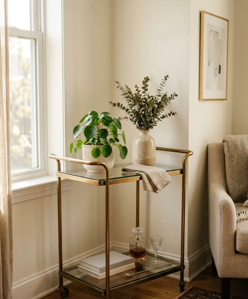 Use a bar cart as a rolling