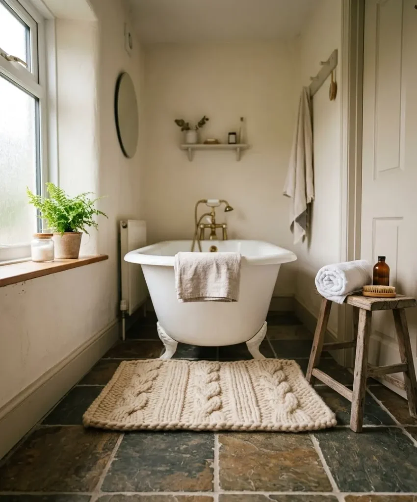 Use a bath mat with texture