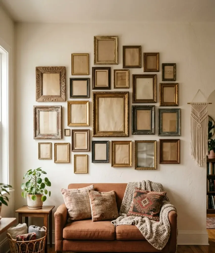 Use a gallery wall of mismatched