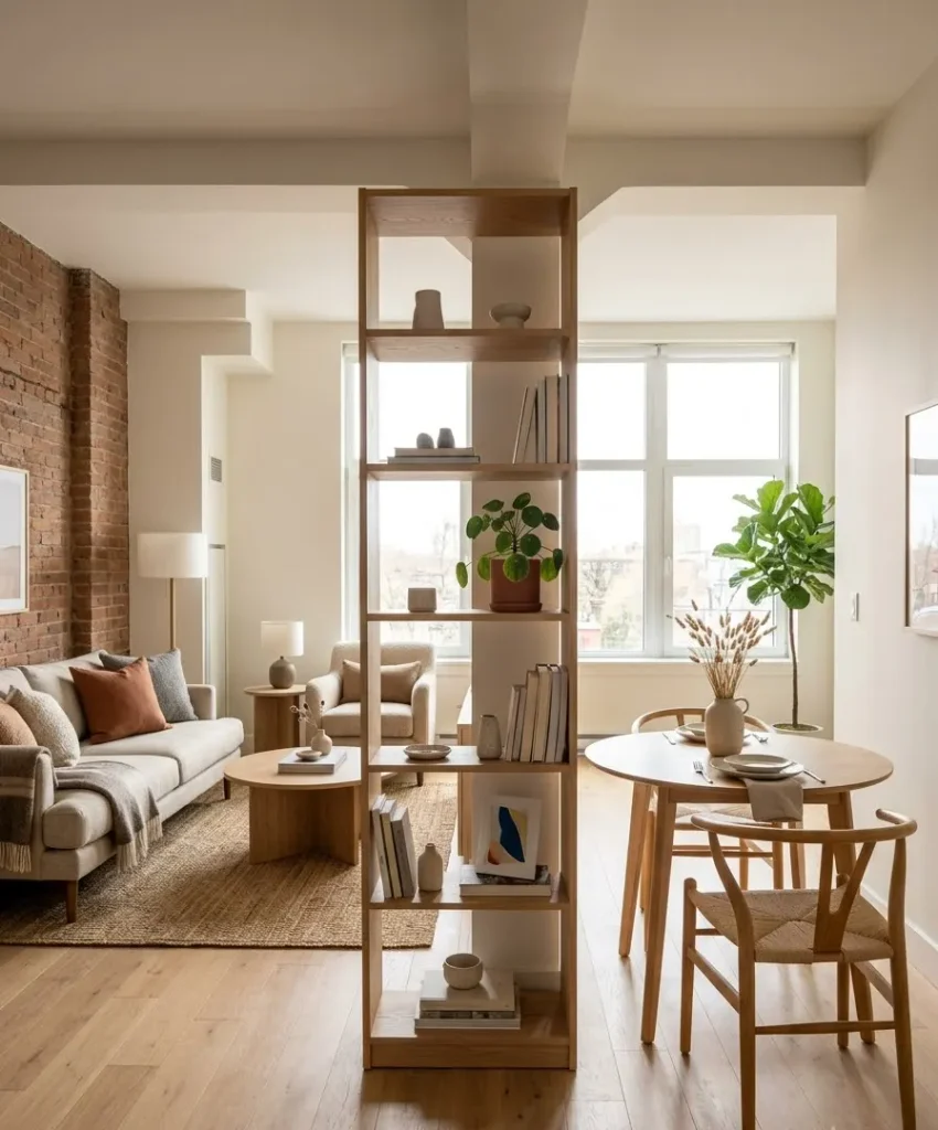 Use a room divider in open plans