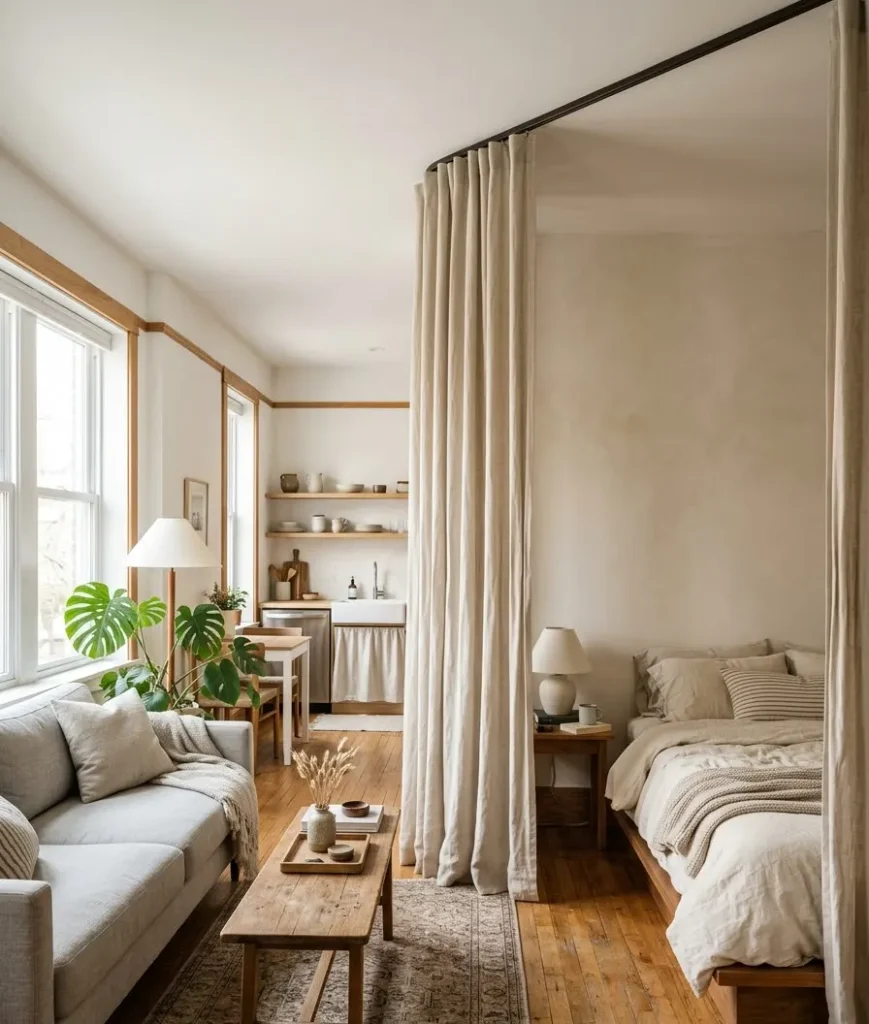 Use a room divider or curtain to 