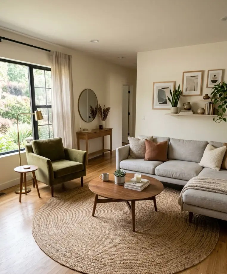 Use a round rug in a square