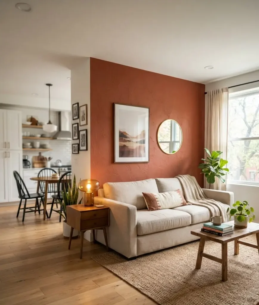 Use an accent wall to de