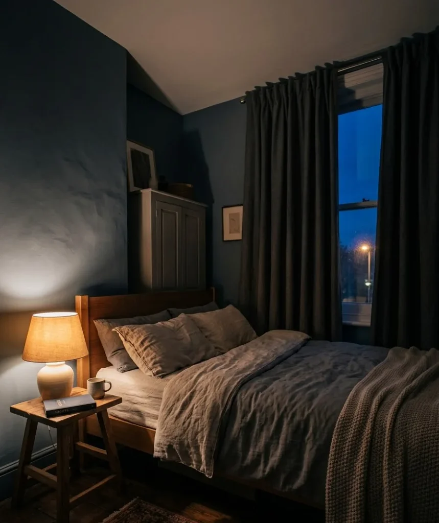 Use blackout curtains if street li