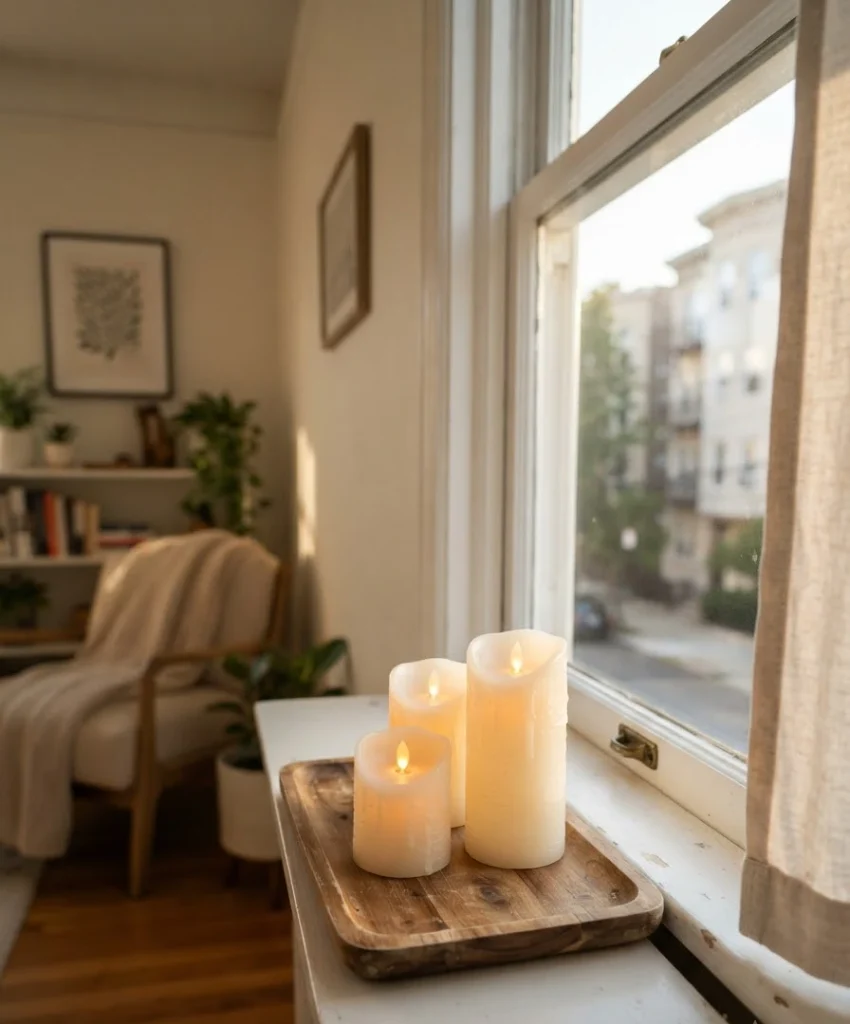 Use flameless candles on a small tray