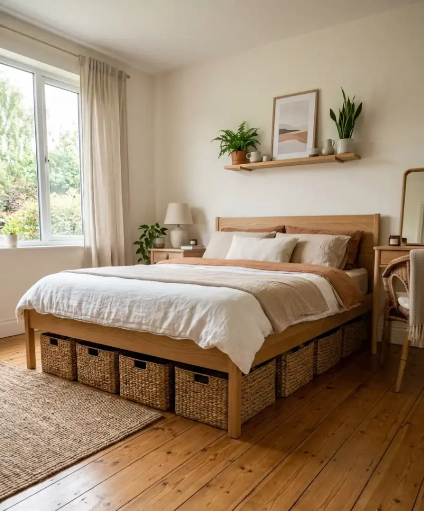 Use under-bed storage bins
