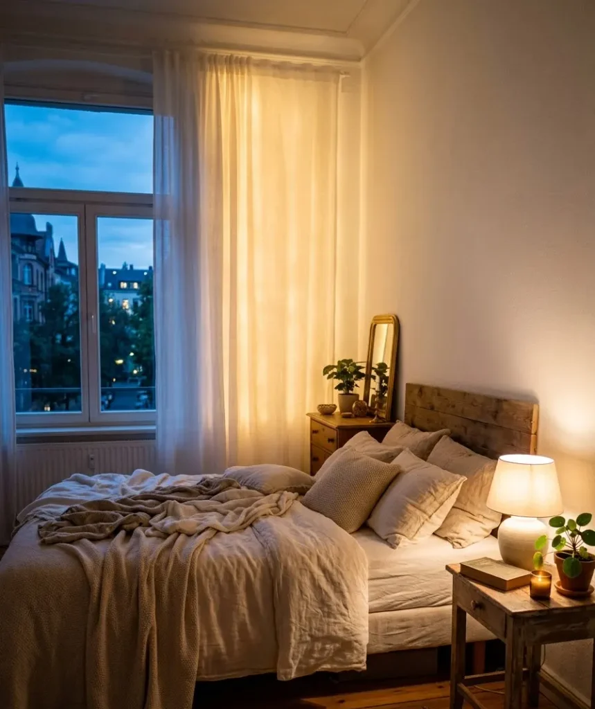 Use warm fairy lights, but hide the wire