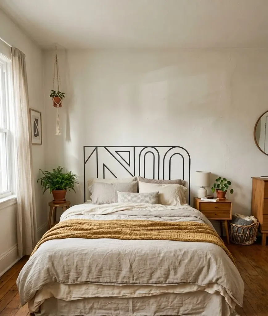 Use washi tape to create a faux headboard shape