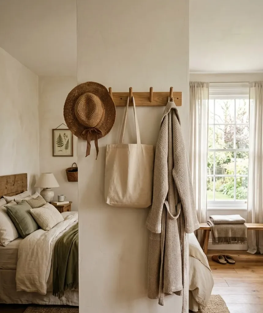 Wall hooks as open storage
