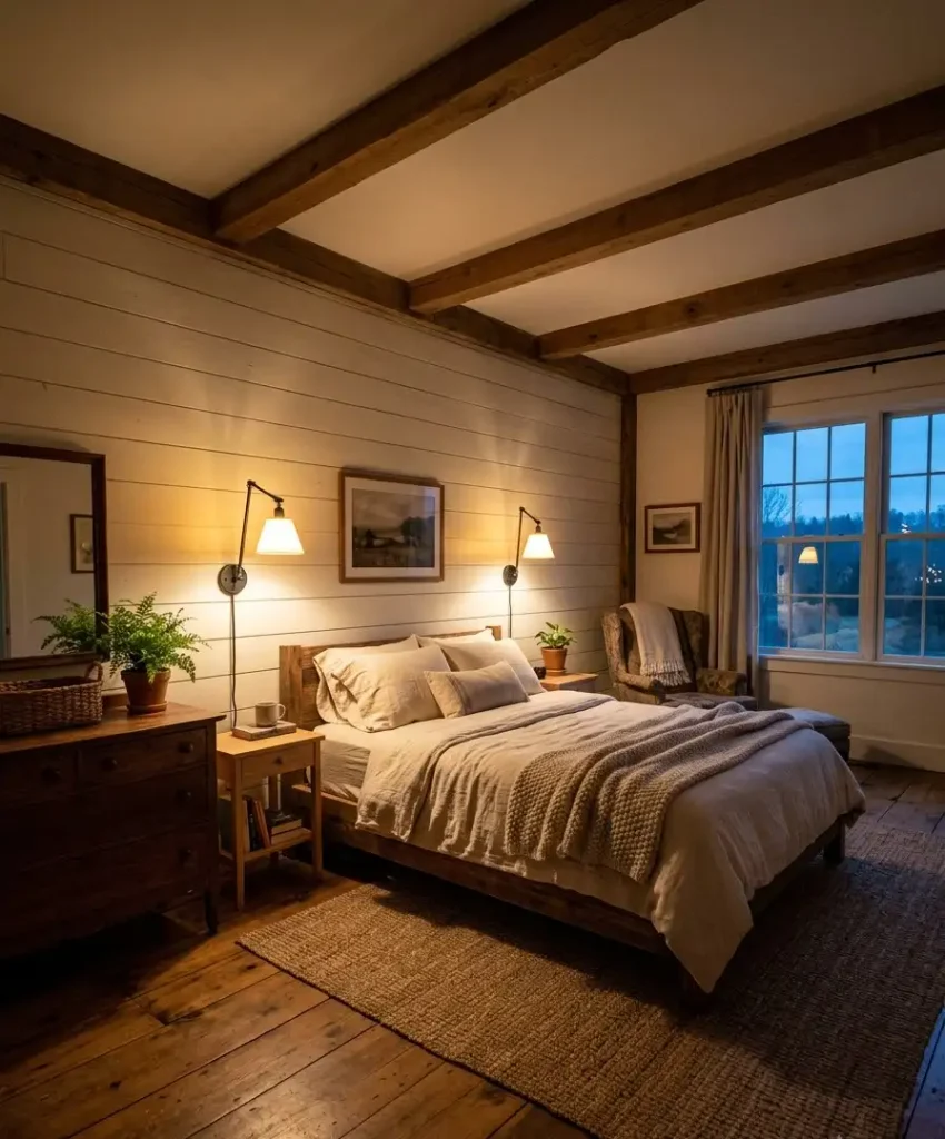 Warm bulbs and swing-arm sconces