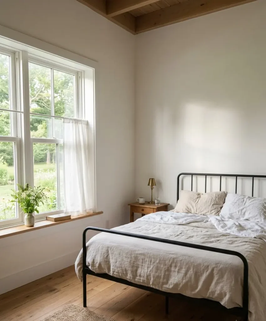 Why farmhouse style works in a small bedroom