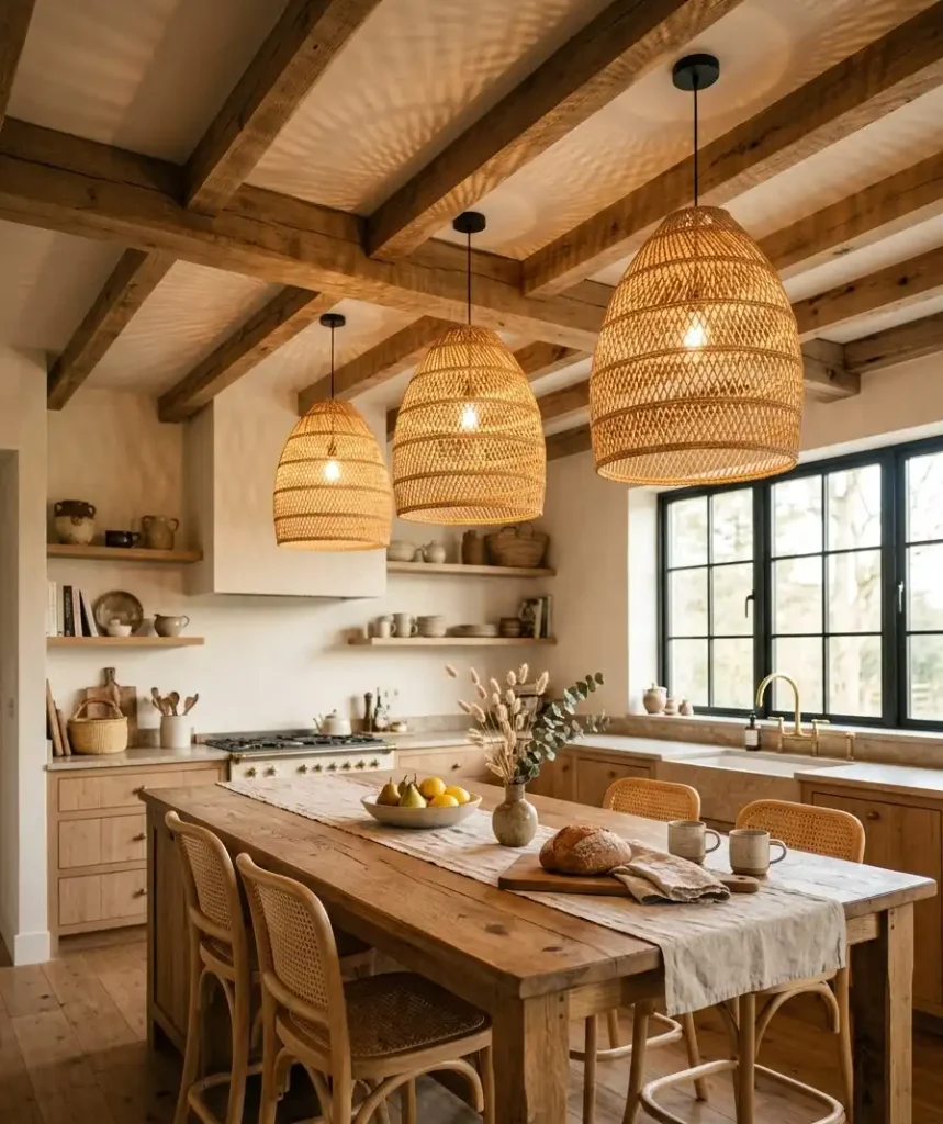 Wicker or rattan pendant lights