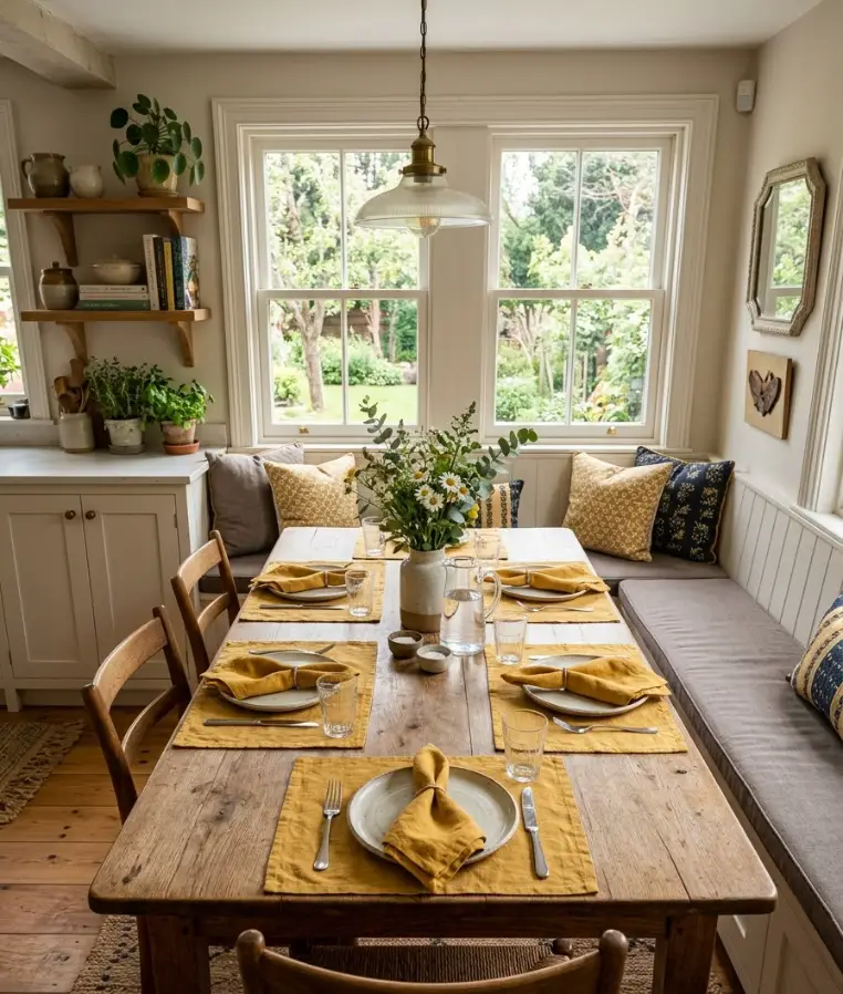 Yellow linen napkins and