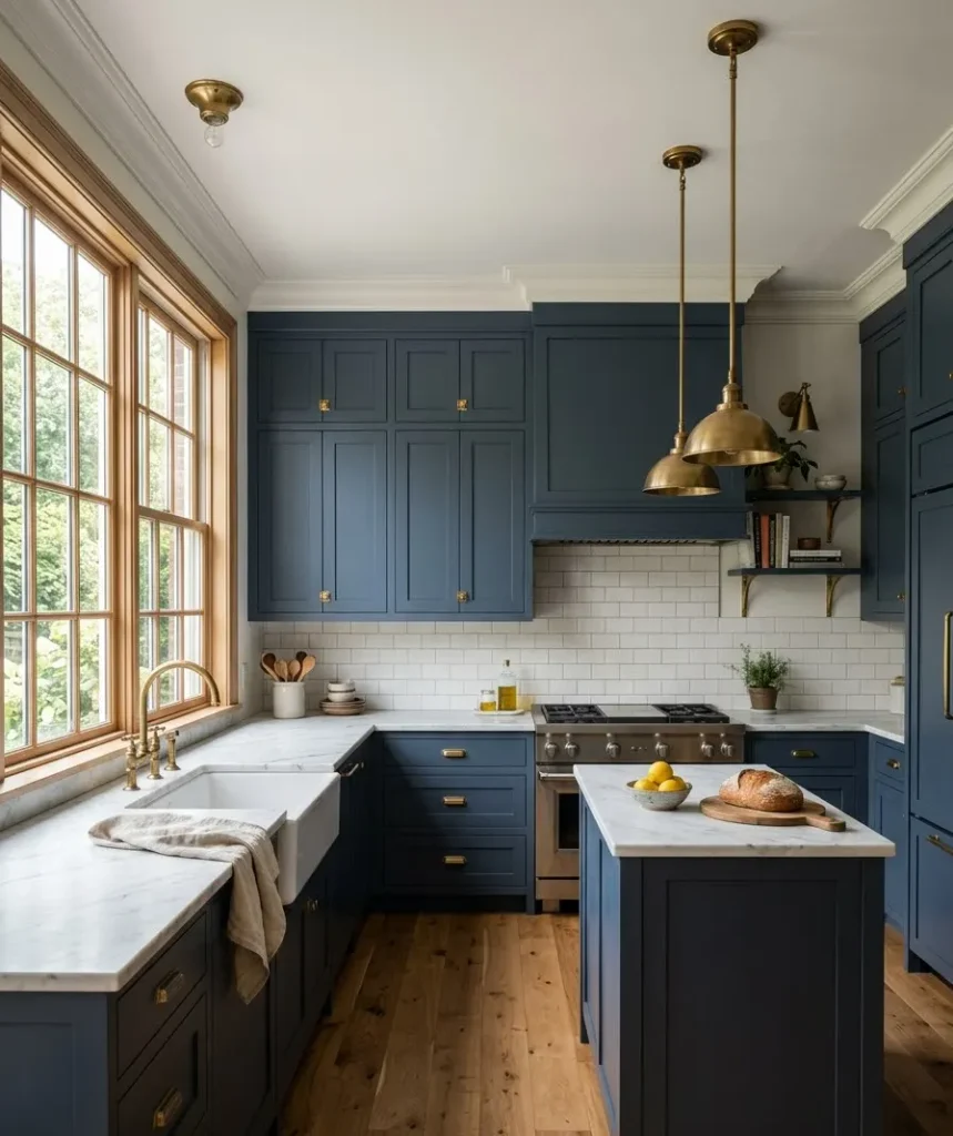 blue kitchen island