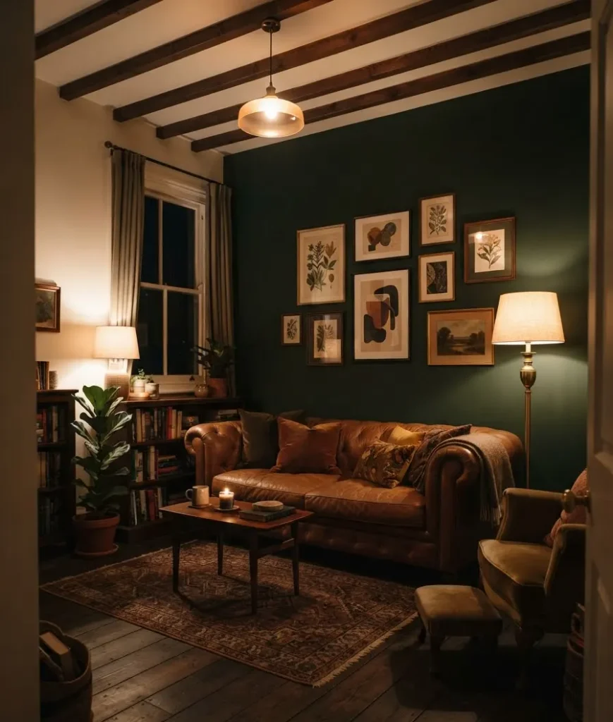 dark accent wall in a small